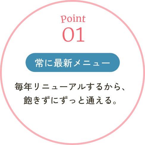 毎年リニューアルするから、
                                飽きずにずっと通える。