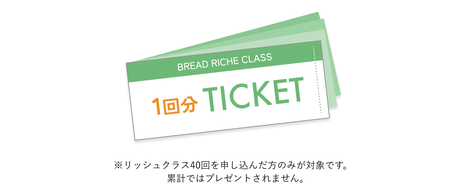 ※リッシュクラス40回を申し込んだ方のみが対象です。累計ではプレゼントされません。