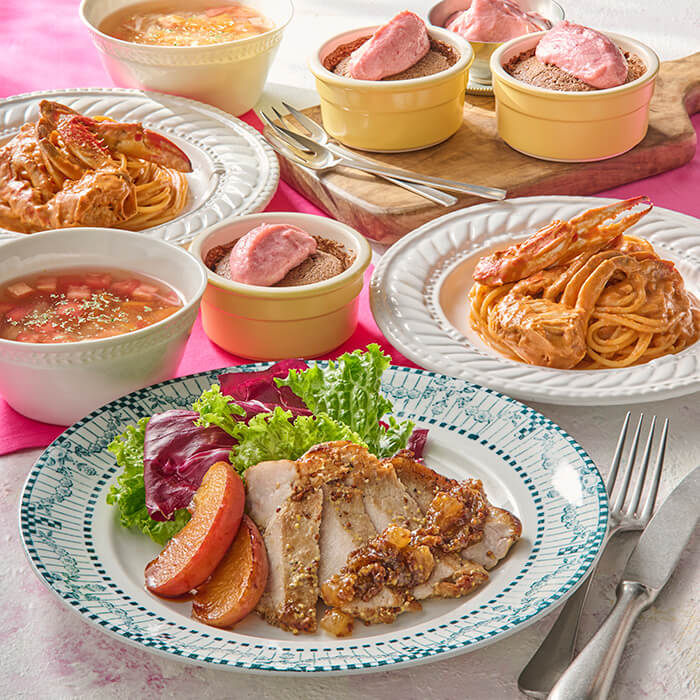 やわらかローストポーク＆渡り蟹のパスタ