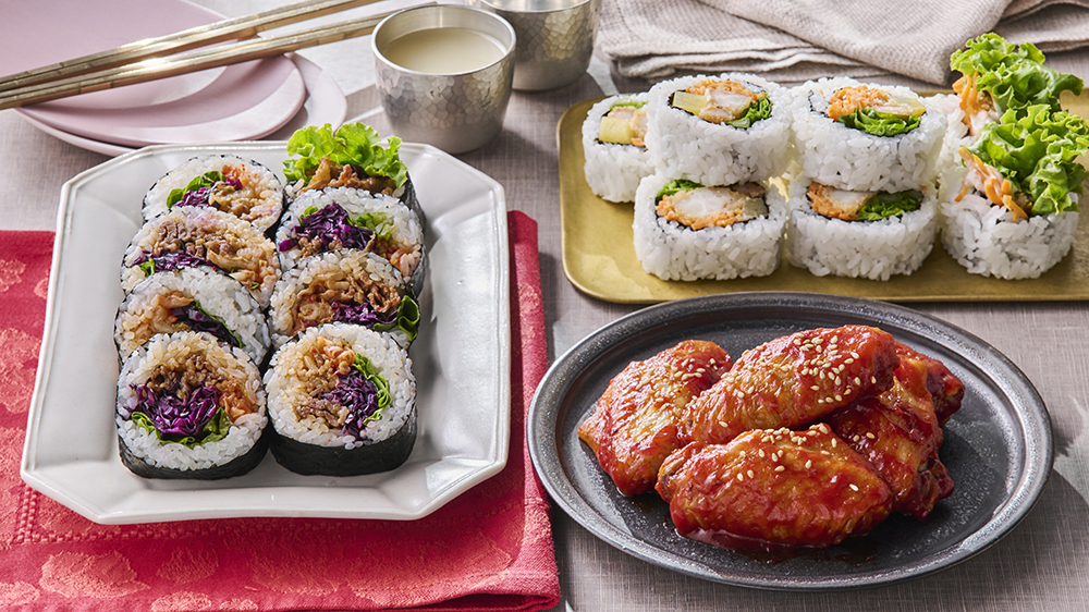 2種のキンパ＆ヤンニョムチキン