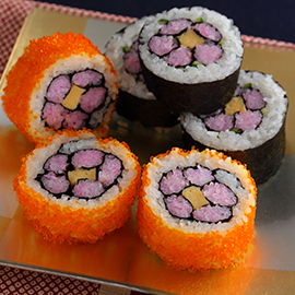 Decorative sushi rolls: Plum Blossoms