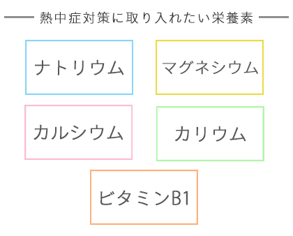 熱中症対策に取り入れたい栄養素