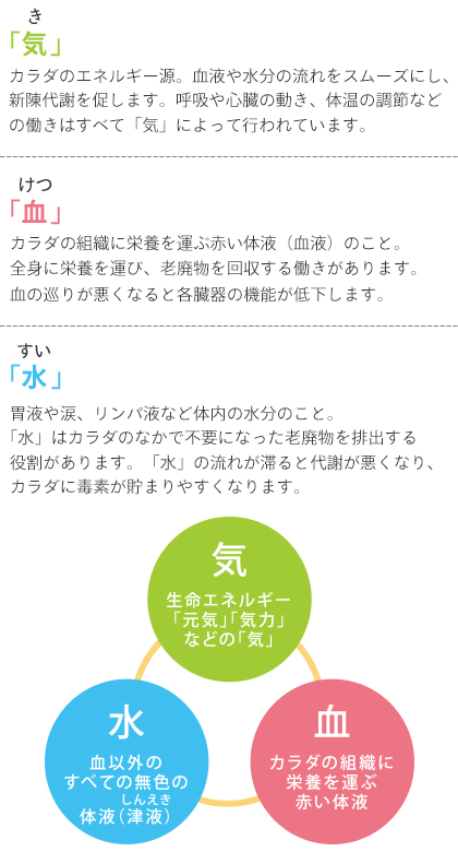 体質や健康状態を知ろう～「気」・「血」・「水」とは～