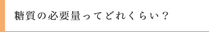 糖質の必要量ってどれくらい？