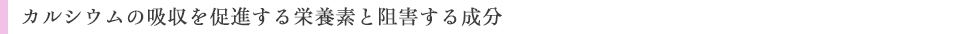 カルシウムの吸収を促進する栄養素と阻害する成分