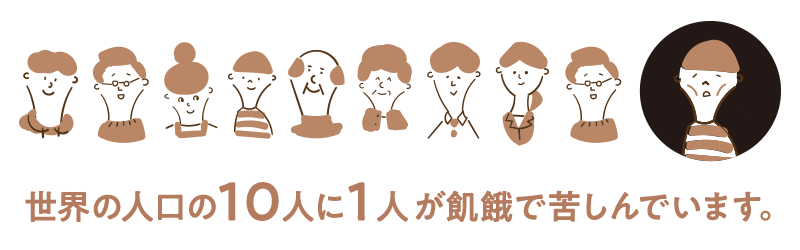 世界の人口の10人に1人が飢餓で苦しんでいます。