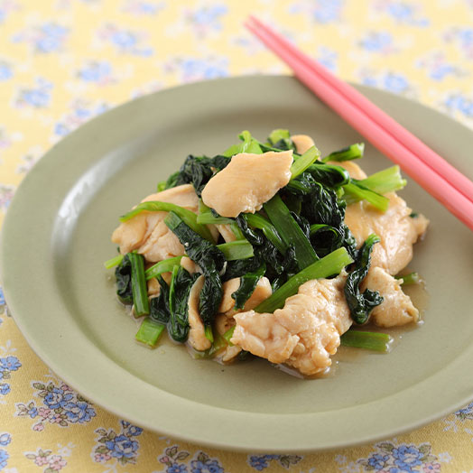 ささみと小松菜のガーリック炒め