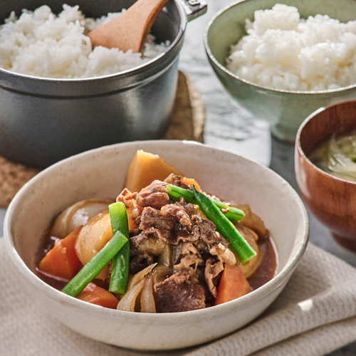 基本の肉じゃが 鍋炊きごはん＆おみそ汁