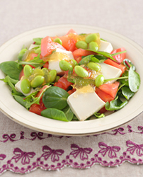お豆腐と枝豆のサラダ ジュレドレッシングがけ