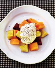 柿とさつま芋のマスカルポーネソースがけ