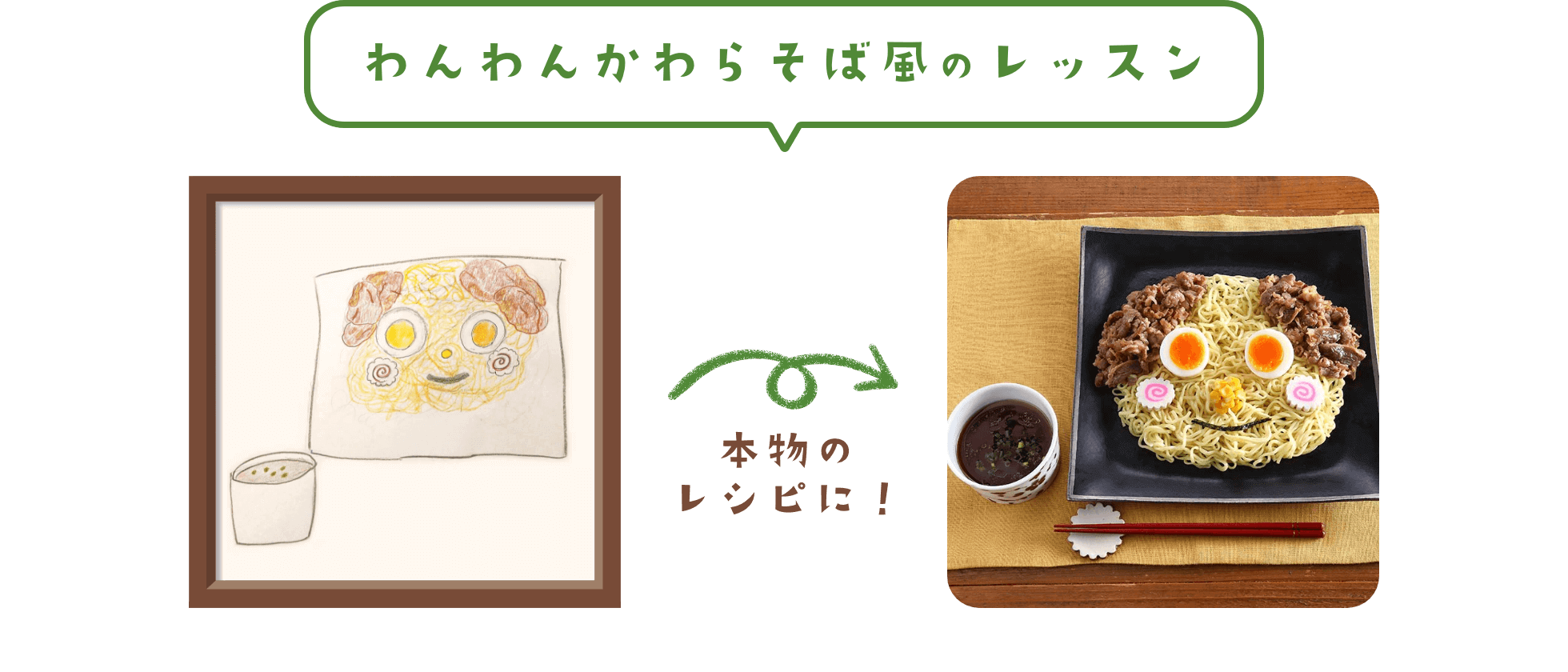 わんわんかわらそば風のレッスン 本物のレシピに!